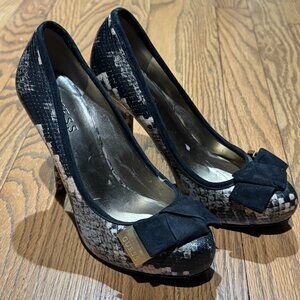 Guess Gold and Black Snakeskin Heels